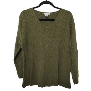 Avalin Women's Olive Green Knit‎ Sweater One Size Seed Stitch Cotton Made in USA